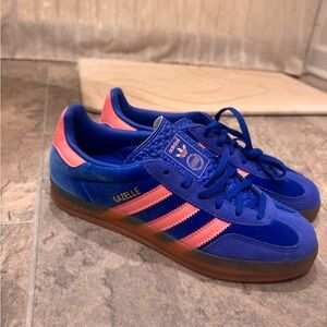 Adidas Gazelle Royal Blue with Pink Stripes